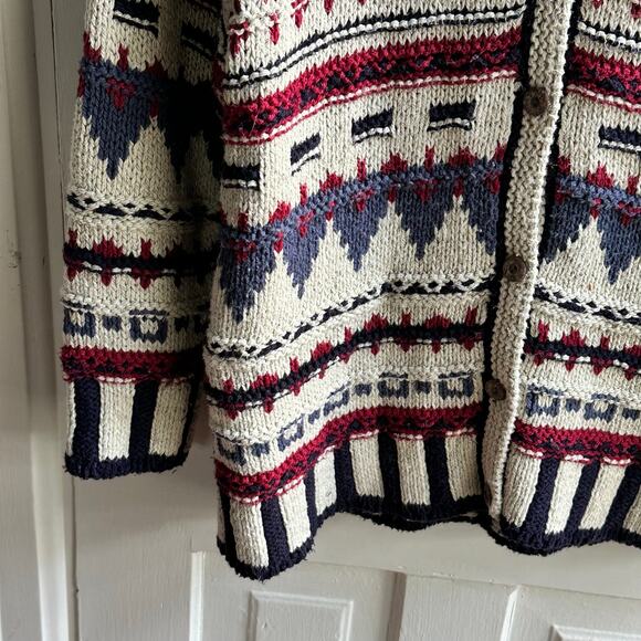 Eddie Bauer Legend Hand-Knit Fair Isle Nordic Cardigan Sweater - Picture 5 of 8